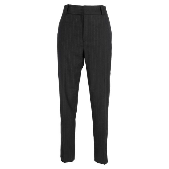 Saint Laurent Pinstriped Trousers in Black Wool